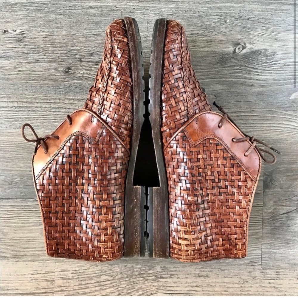 VTG Cole Haan Brown Woven Leather Ankle Booties